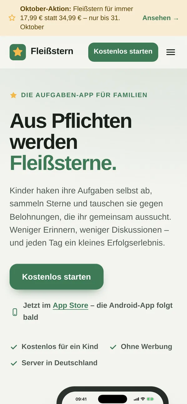 Fleißstern auf dem Smartphone